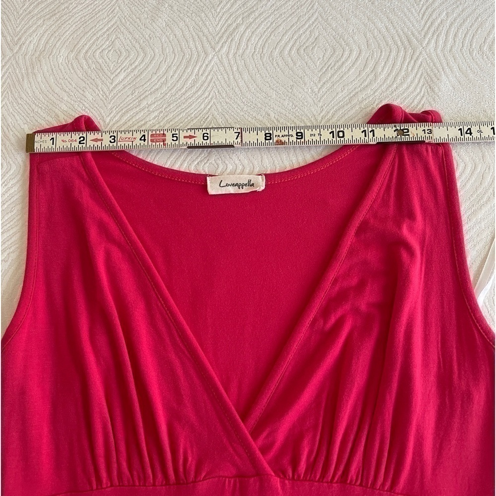 Loveappella Women's Red Rayon V-Neck 
Sleeveless Casual Long Maxi Dress Size PM - Picture 6 of 14